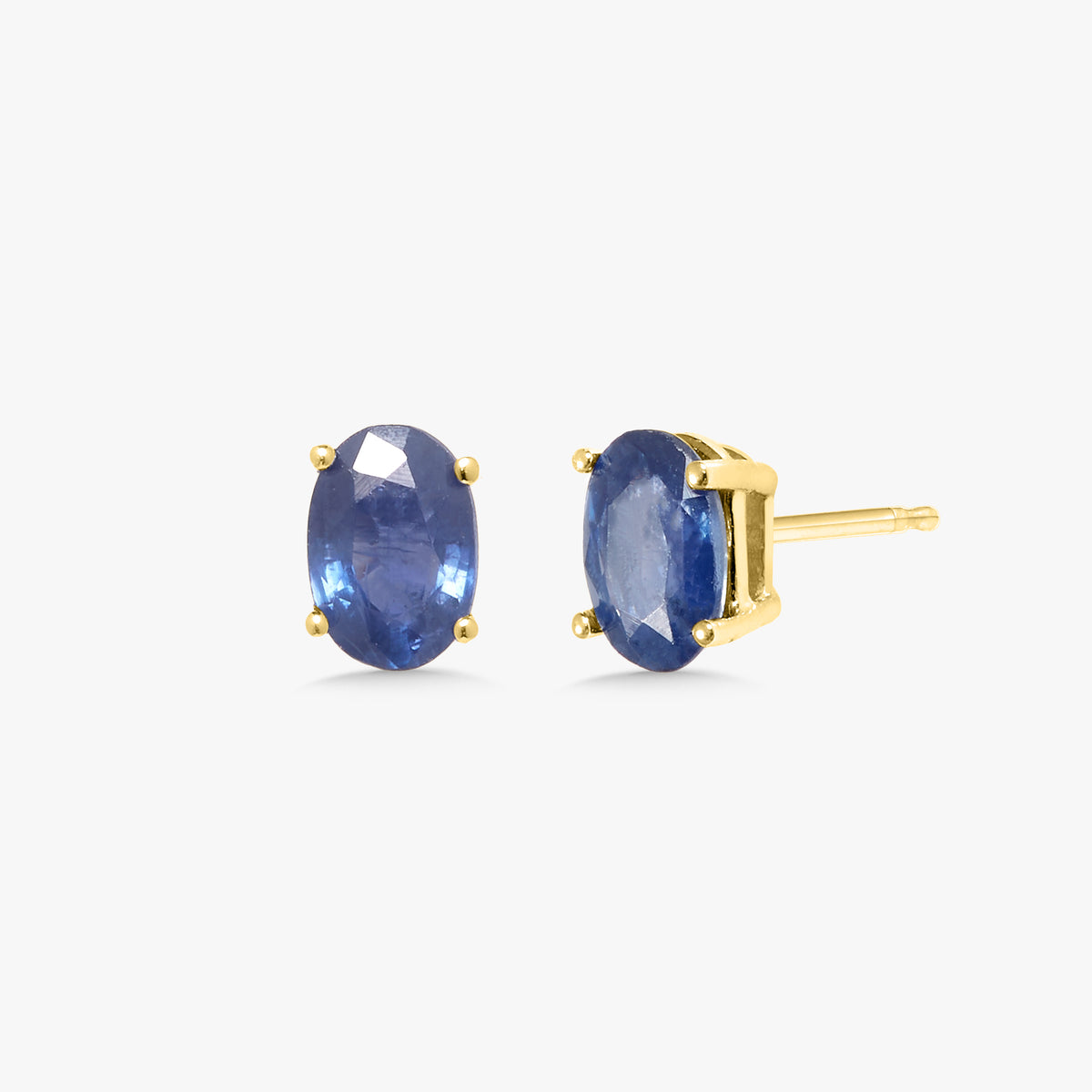Blue Sapphire Oval Stud Earrings