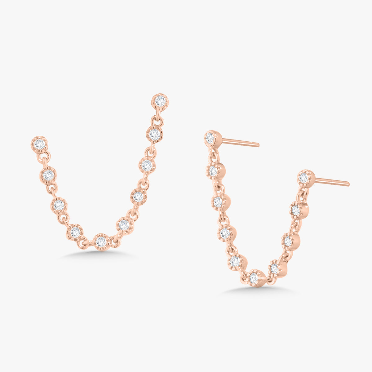 Double Piercing Diamond Stud Earrings