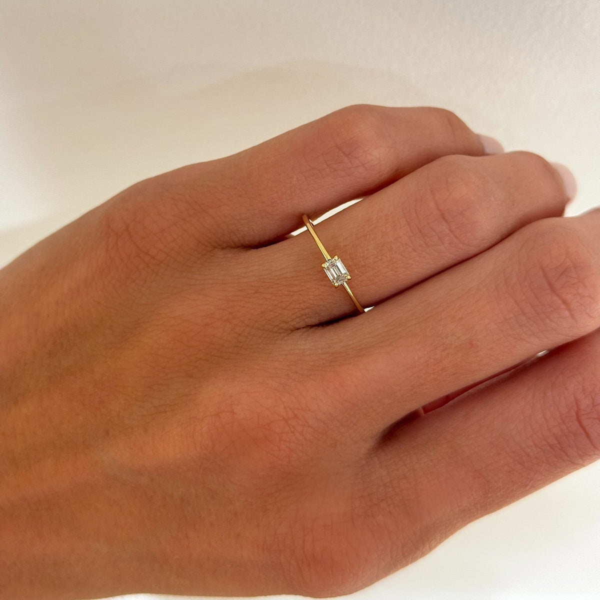 Easton Emerald Cut Dainty Diamond Ring
