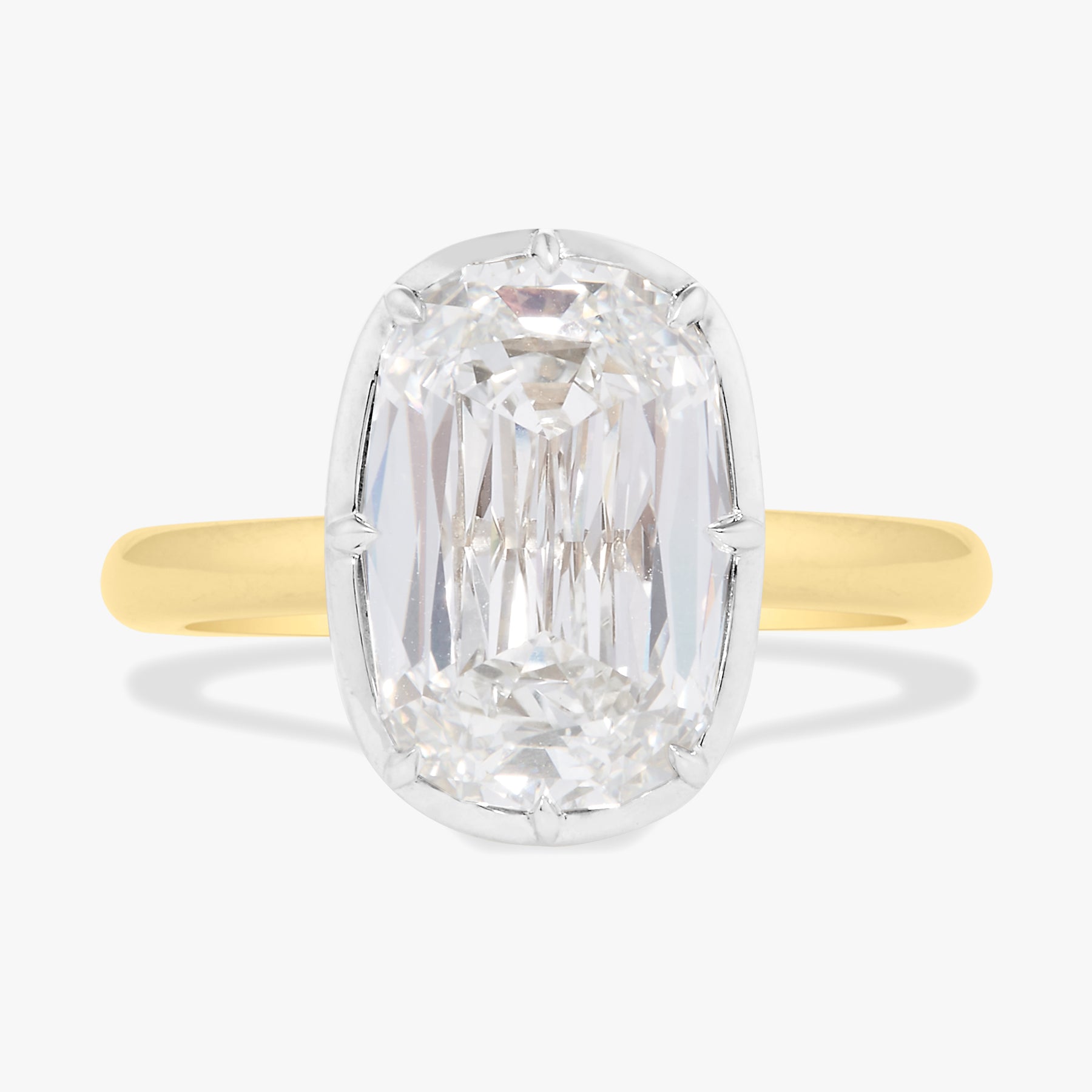 5.05ct Lab Grown Mixed Cushion Cut Diamond in a Georgian Bezel