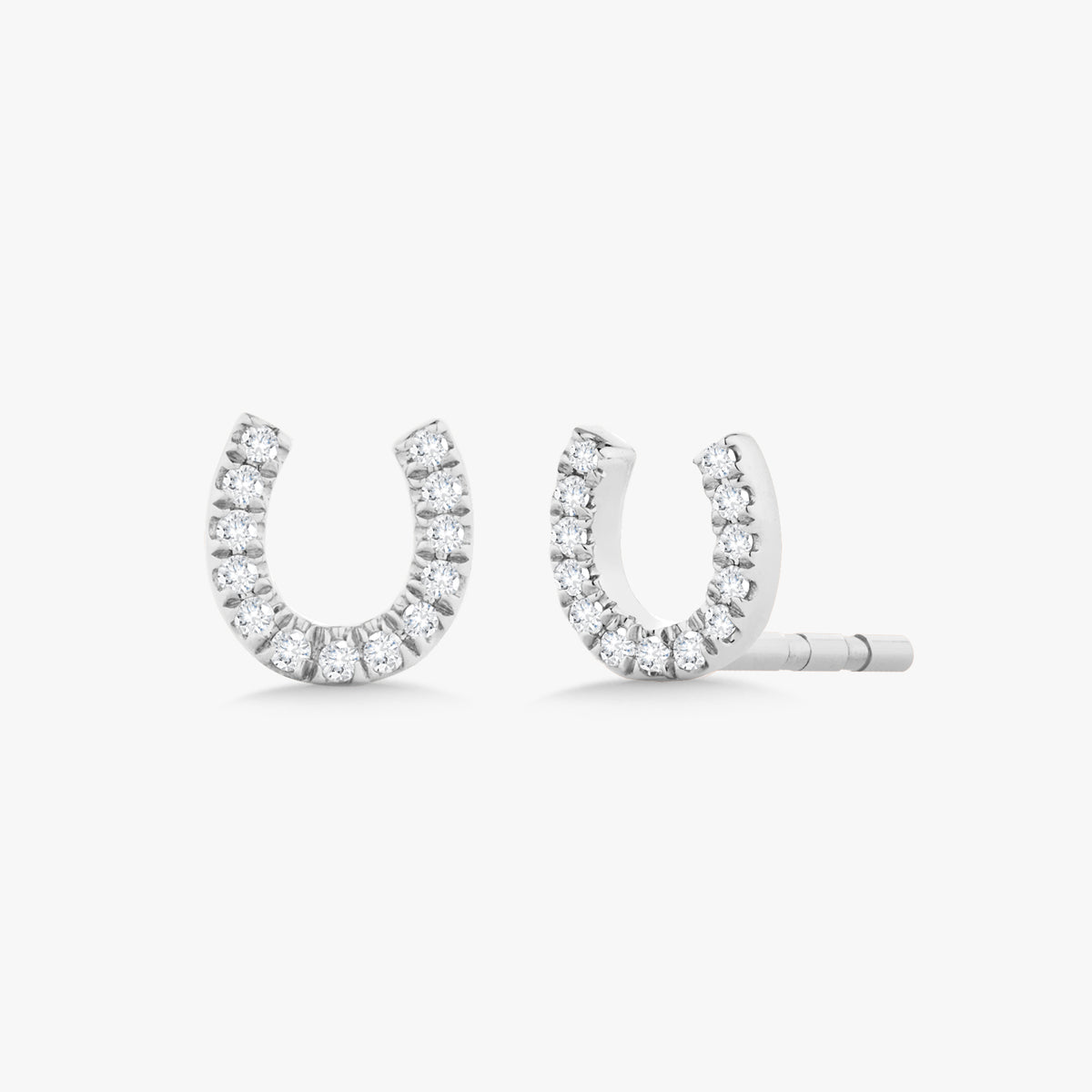Lucky Charm Dainty Diamond Horseshoe Stud Earrings