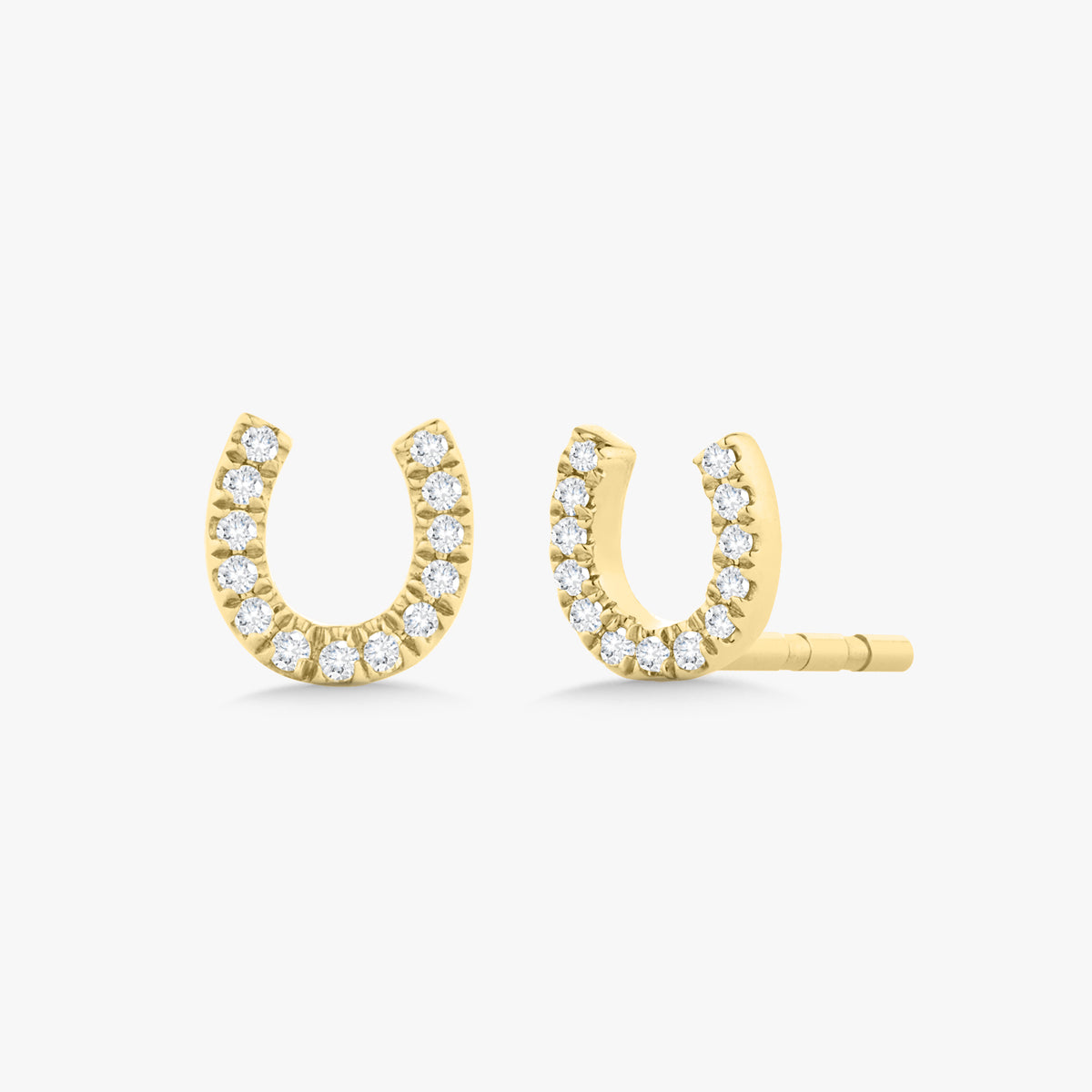 Lucky Charm Dainty Diamond Horseshoe Stud Earrings