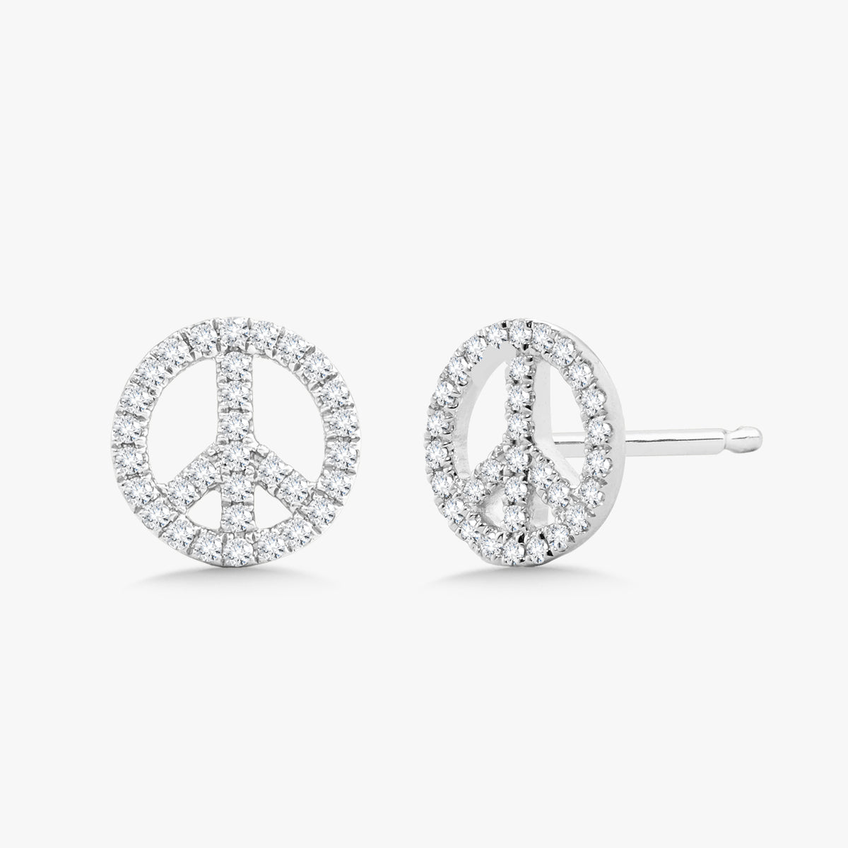 Marley Dainty Diamond Peace Sign Stud Earrings