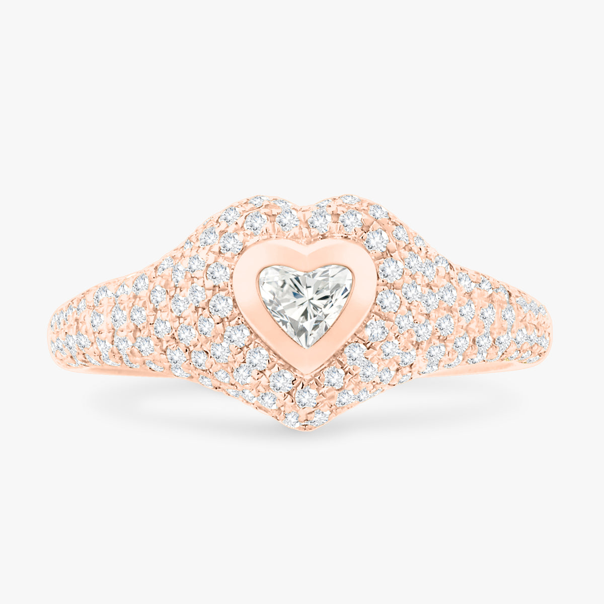 Mini Heart Pave Diamond Signet Ring