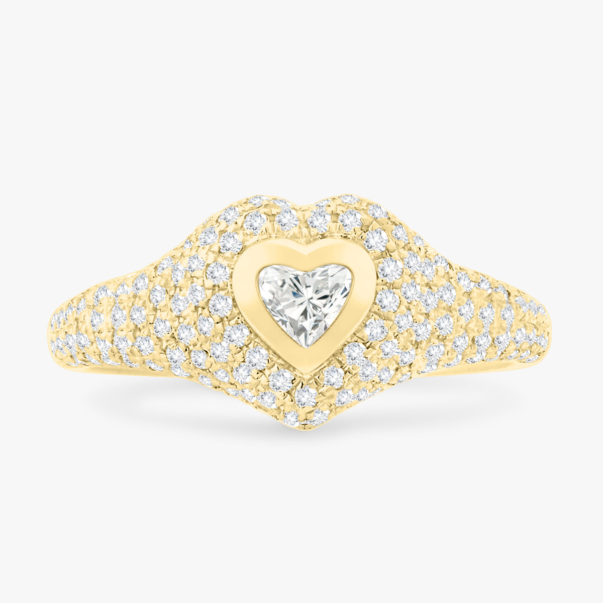 Mini Heart Pave Diamond Signet Ring