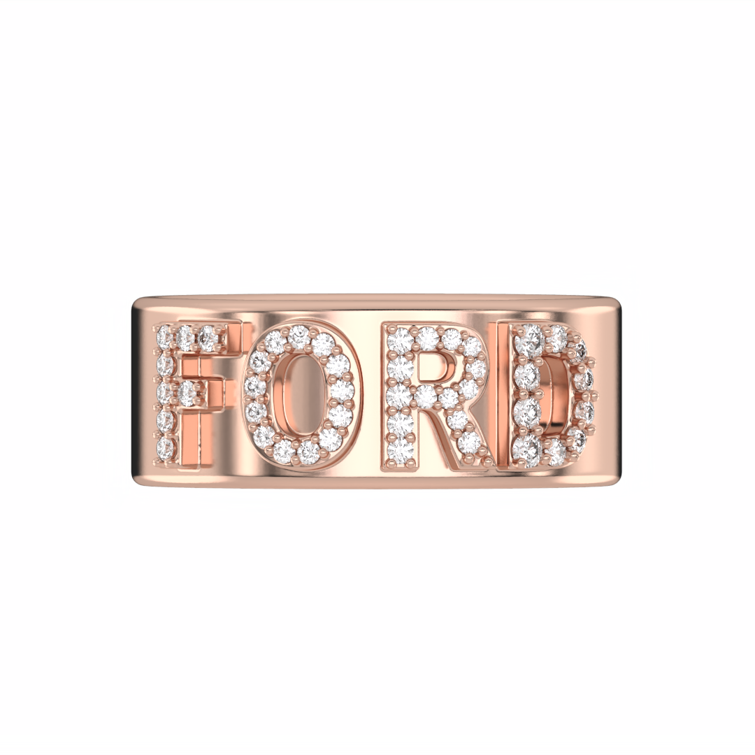 Custom 3D Diamond Solid Gold Cigar Band