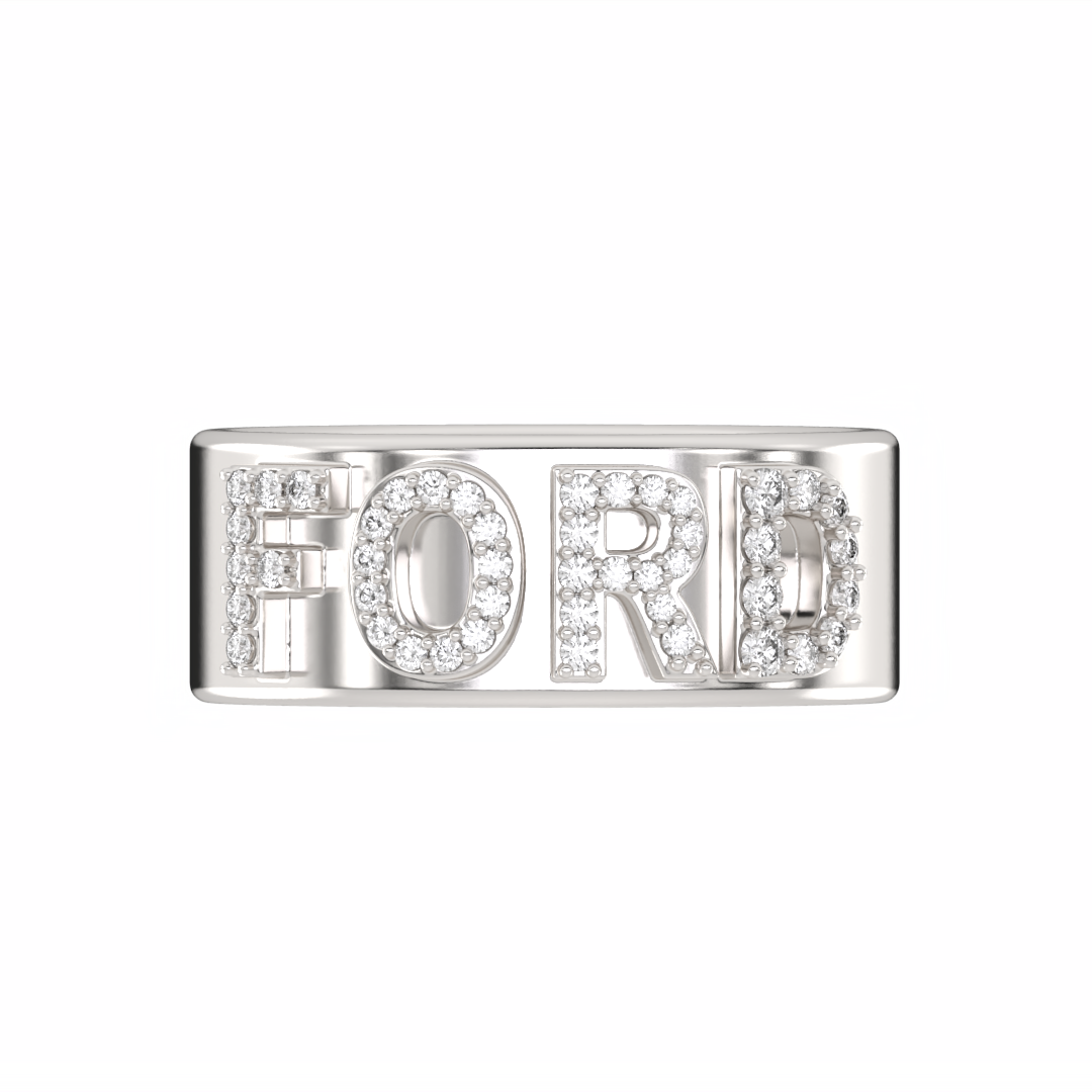 Custom 3D Diamond Solid Gold Cigar Band