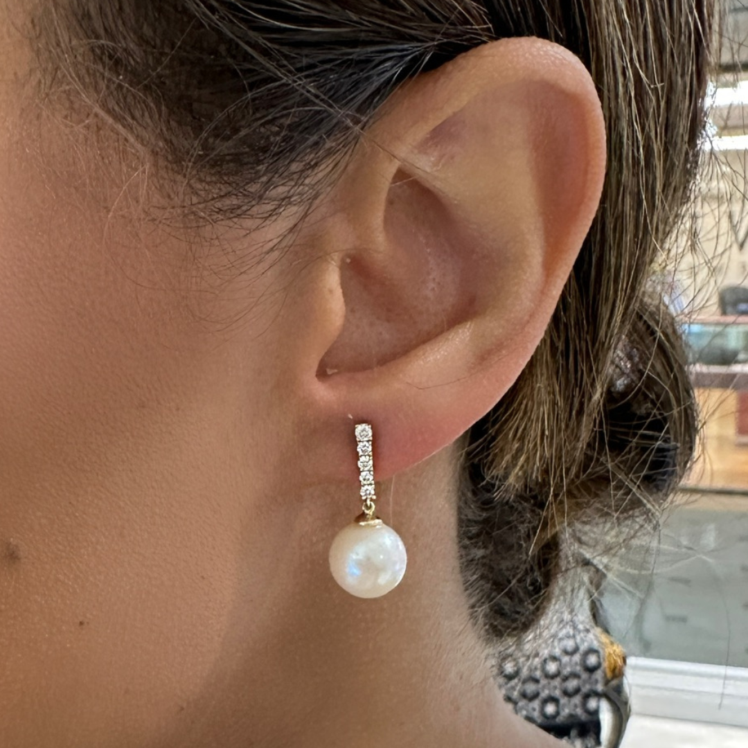 The Gemstone with Diamond Bar Stud Earring