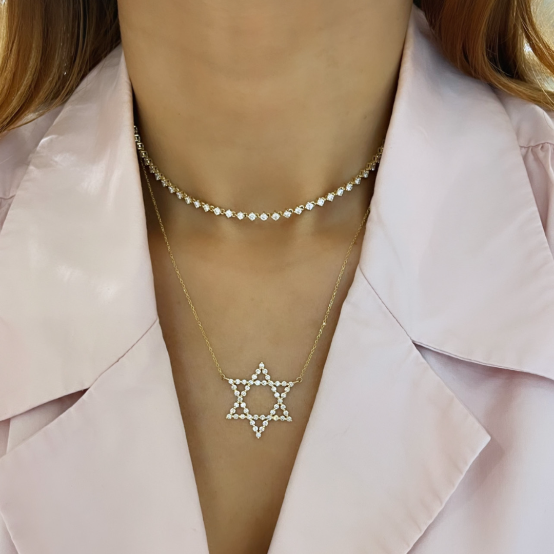 Charlie Cloud® Floating Star of David Diamond Necklace 0.89 ctw