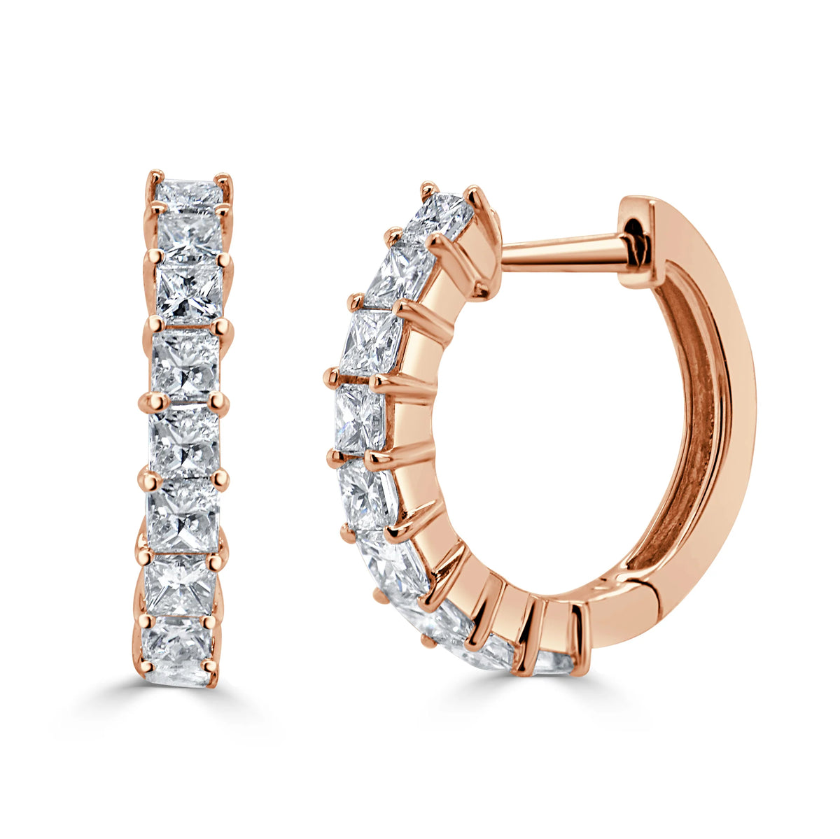 Aurora Princess Cut Diamond Huggie Earrings 10.5mm