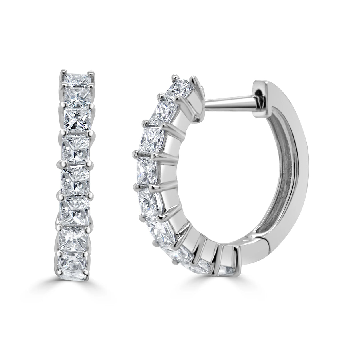 Aurora Princess Cut Diamond Huggie Earrings 10.5mm