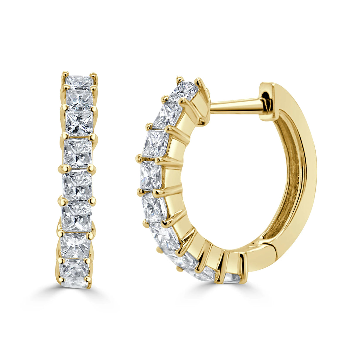 Aurora Princess Cut Diamond Huggie Earrings 10.5mm