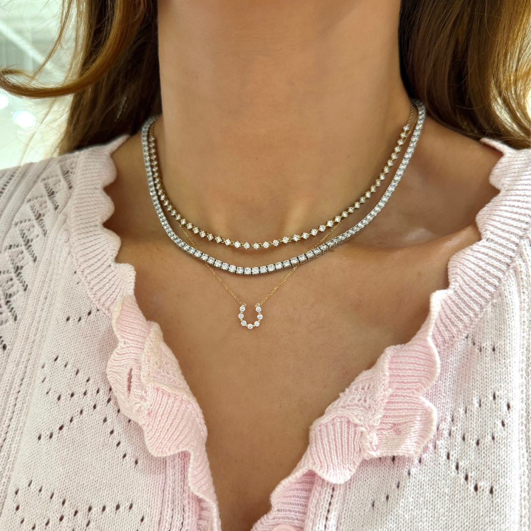 Little Posie Charlie Cloud® Floating Diamond Horseshoe Necklace 0.25 ctw