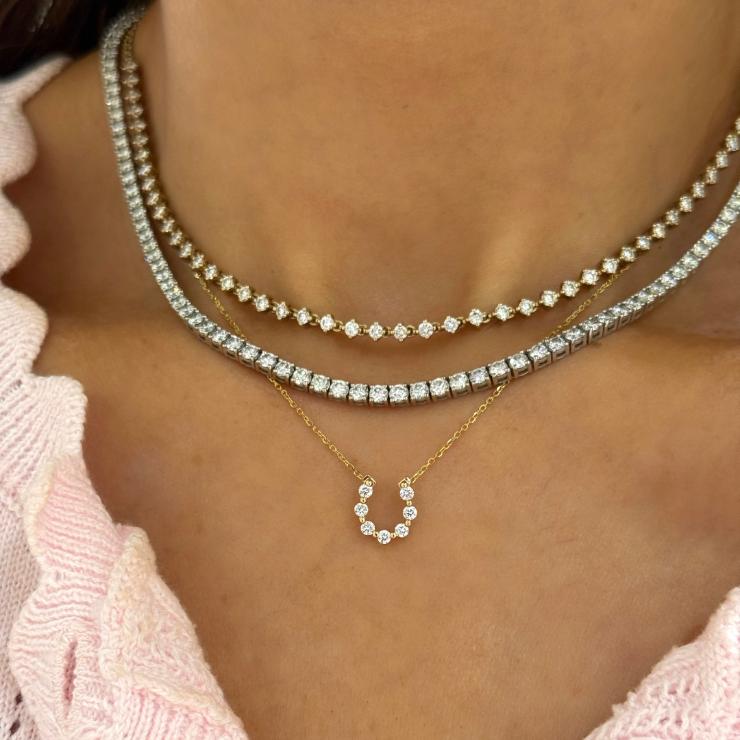 Little Posie Charlie Cloud® Floating Diamond Horseshoe Necklace 0.25 ctw