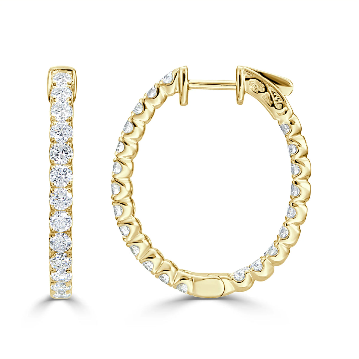 Deb Double Sided Diamond Oval Hoop Earrings 2.50 ctw