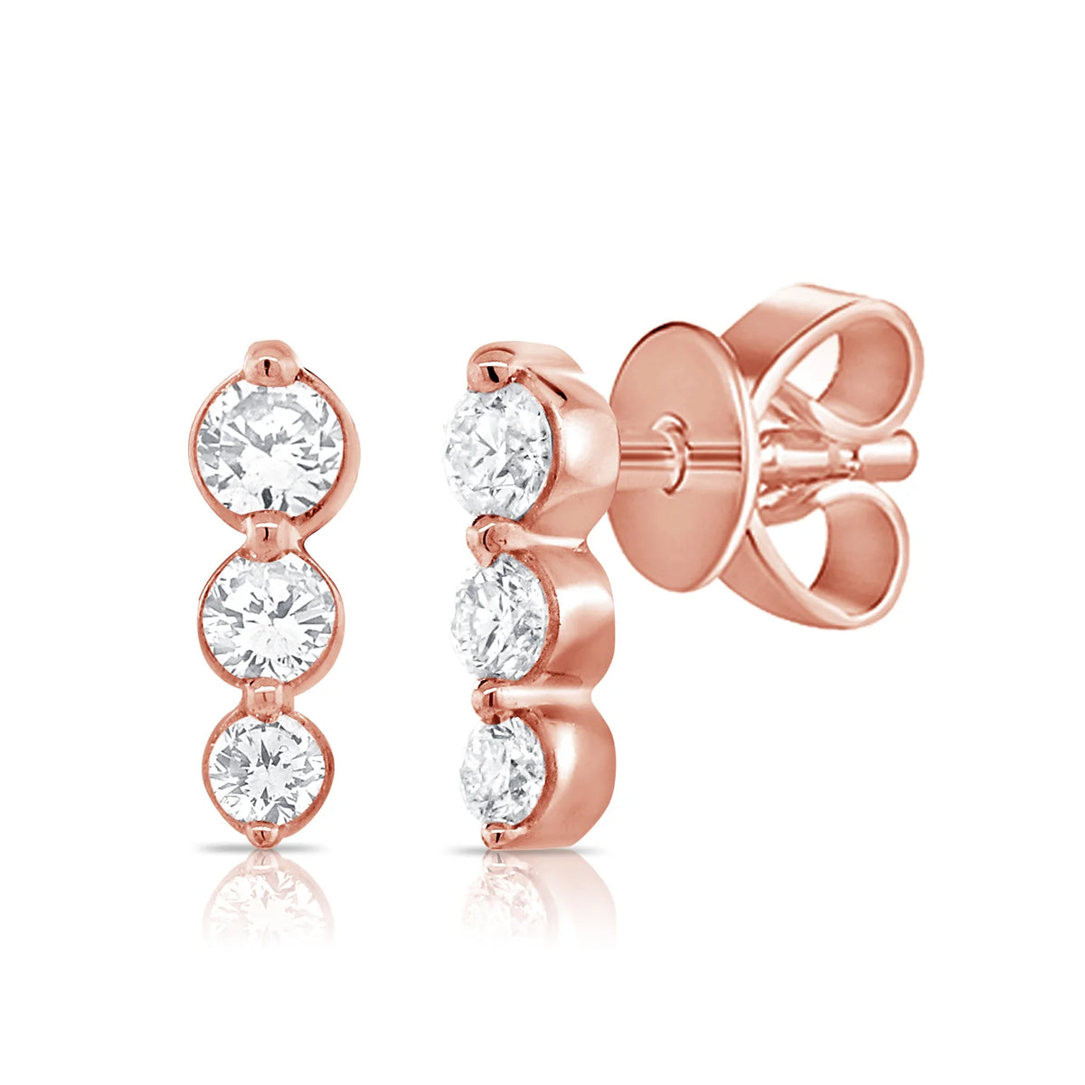 Gemma 3 Diamond Vertical Bar Stud Earrings