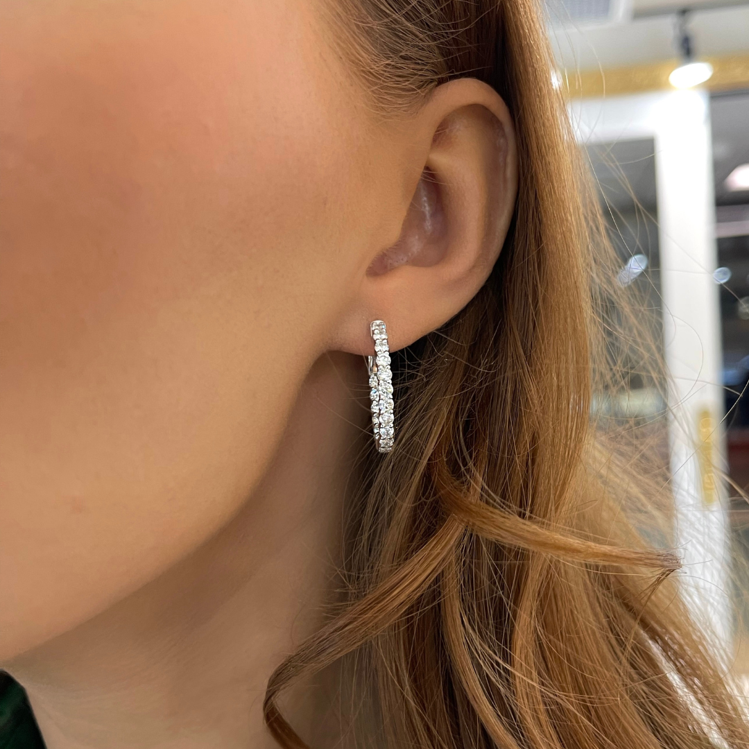 Deb Double Sided Diamond Oval Hoop Earrings 2.50 ctw