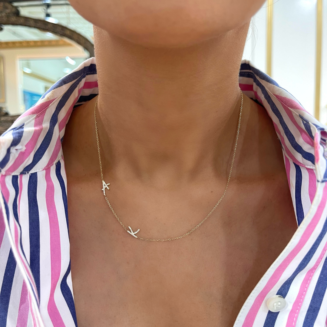 Custom Diamond Initial Necklace