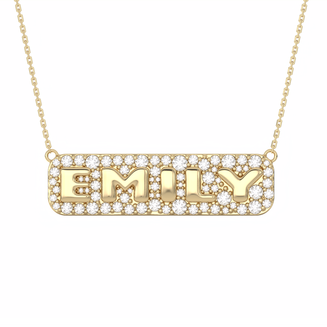 Diamond bubble hot sale name necklace
