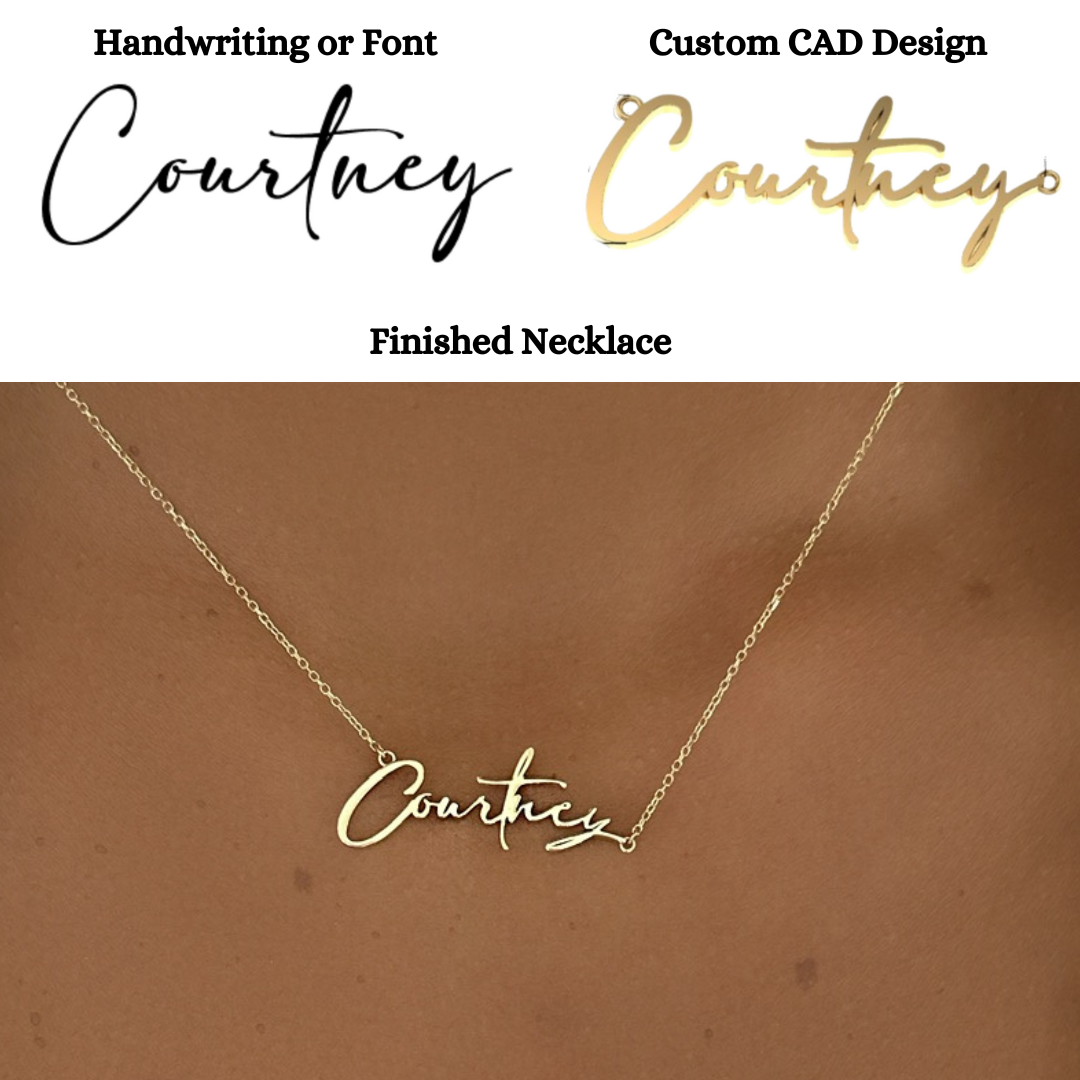Custom Handwritten Gold Name Necklace