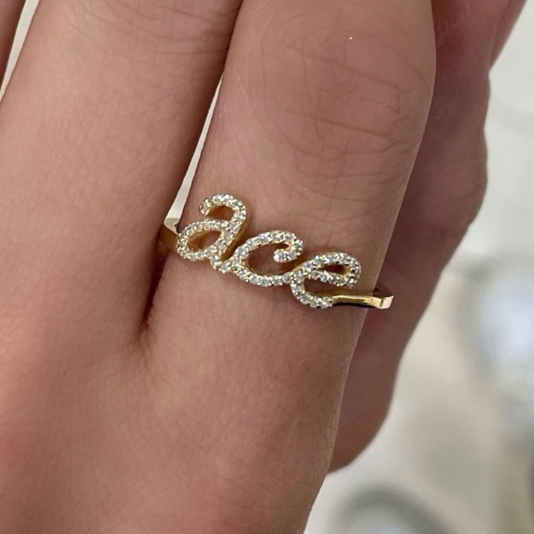 Name ring hot sale diamond