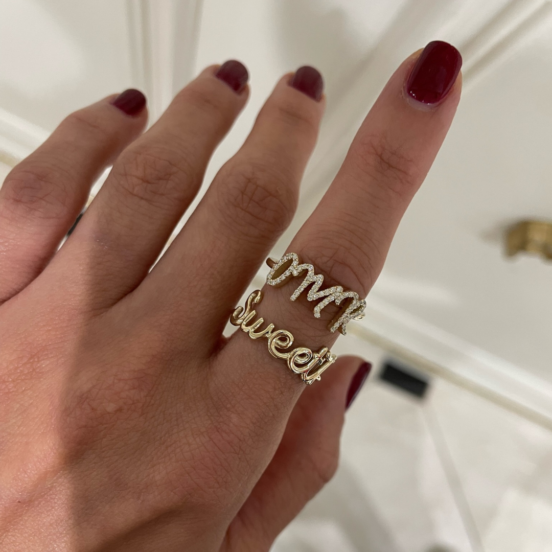 Custom Gold Script Name Ring