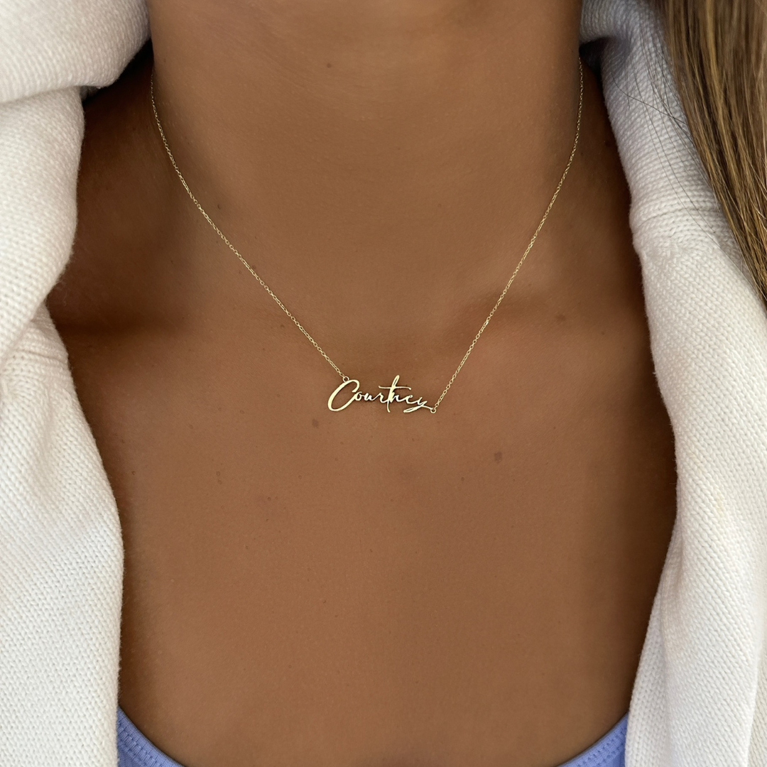 Custom Handwritten Gold Name Necklace