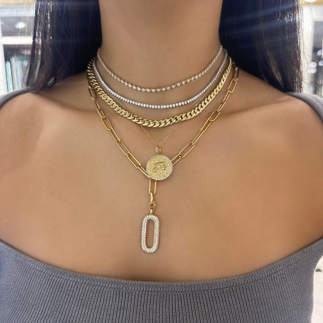 Dana Paperclip Chain with Detachable Diamond Toggle