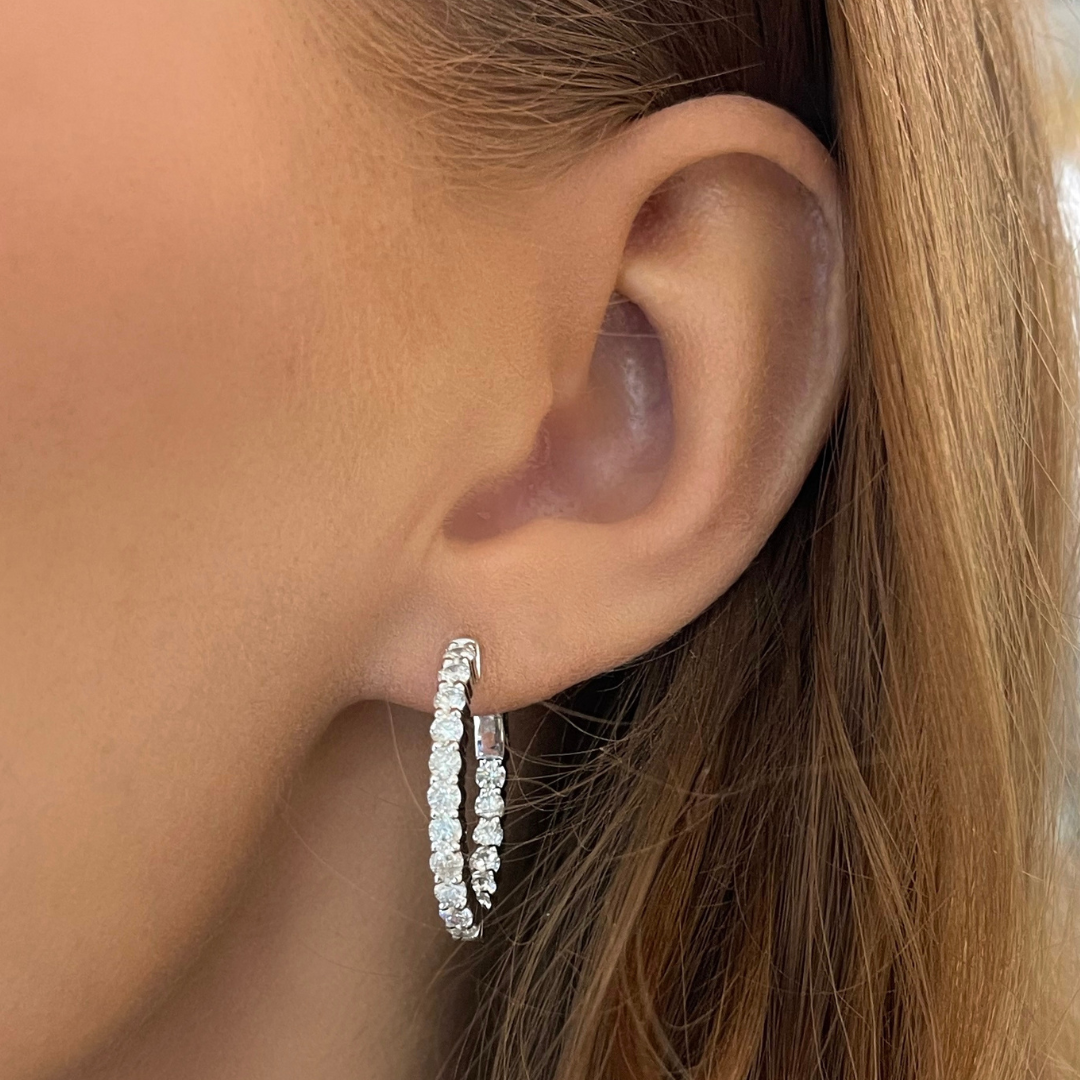 Deb Double Sided Diamond Oval Hoop Earrings 2.50 ctw