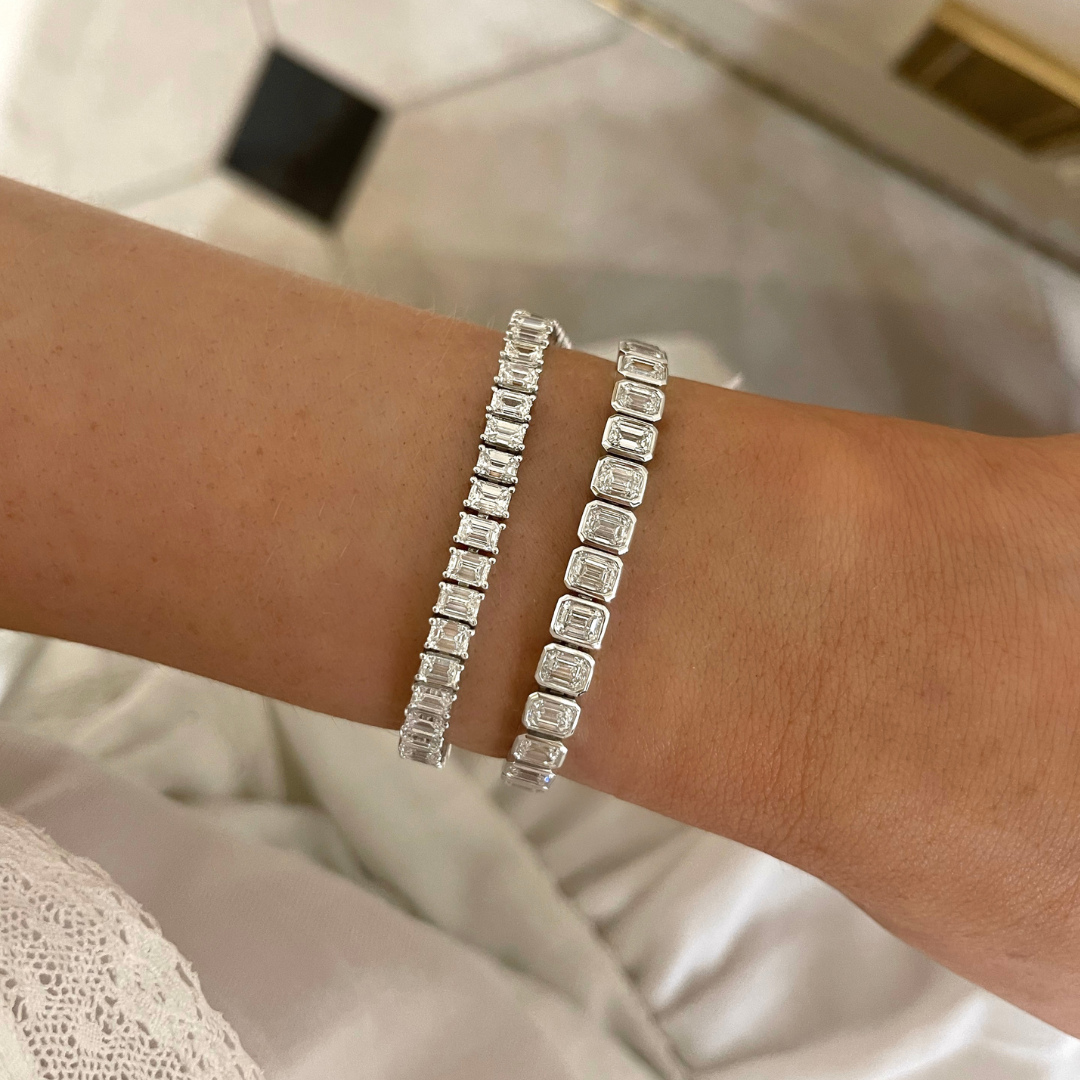 Essie Emerald Cut Bezel Tennis Bracelet 13.80 ctw