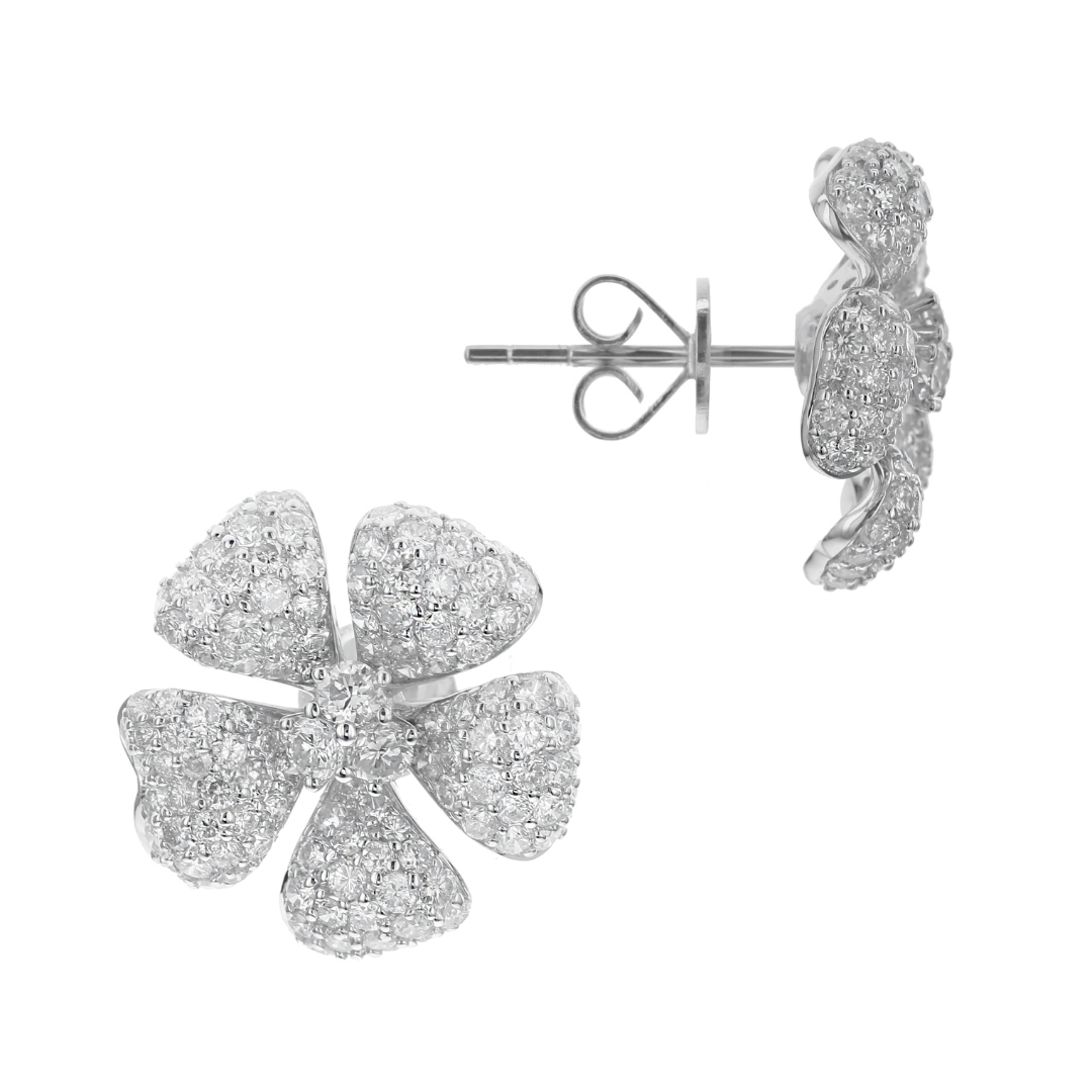 Fifi Pave Diamond Flower Stud Earrings