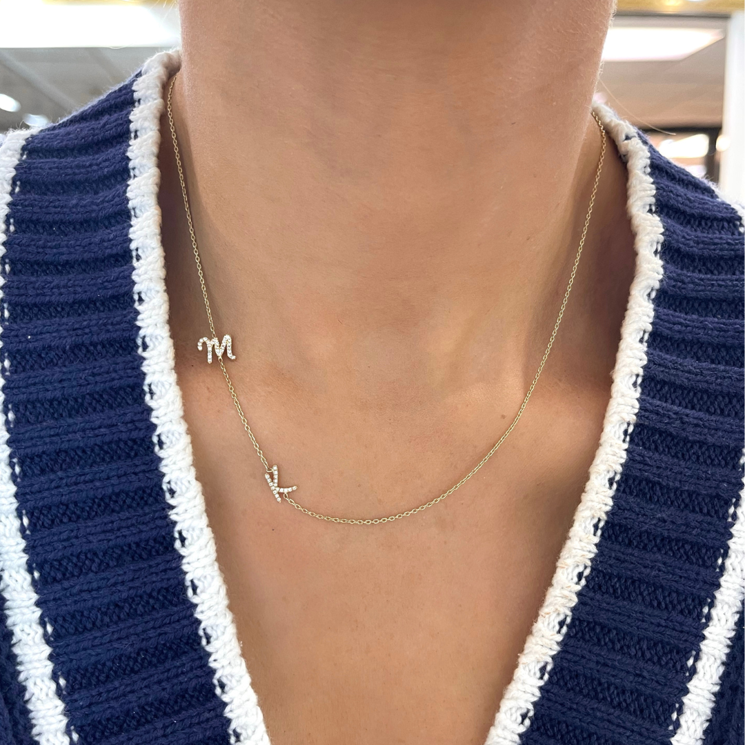 Custom Diamond Initial Necklace