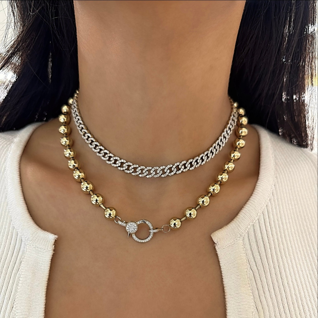 Mamas Billie Beaded Chain with Pave Diamond Clasp
