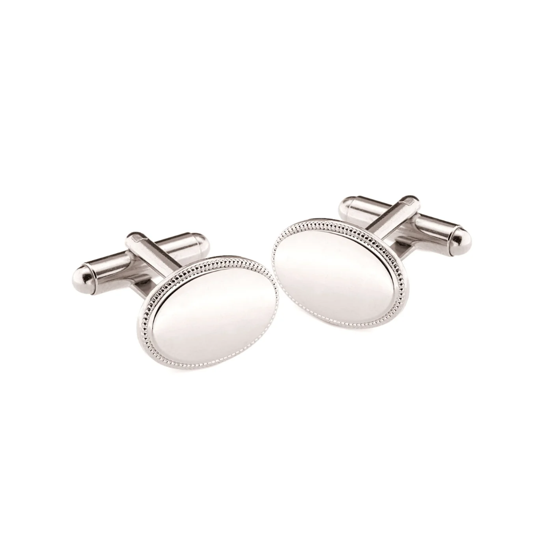 Oval Cuff Links with Beaded Edge