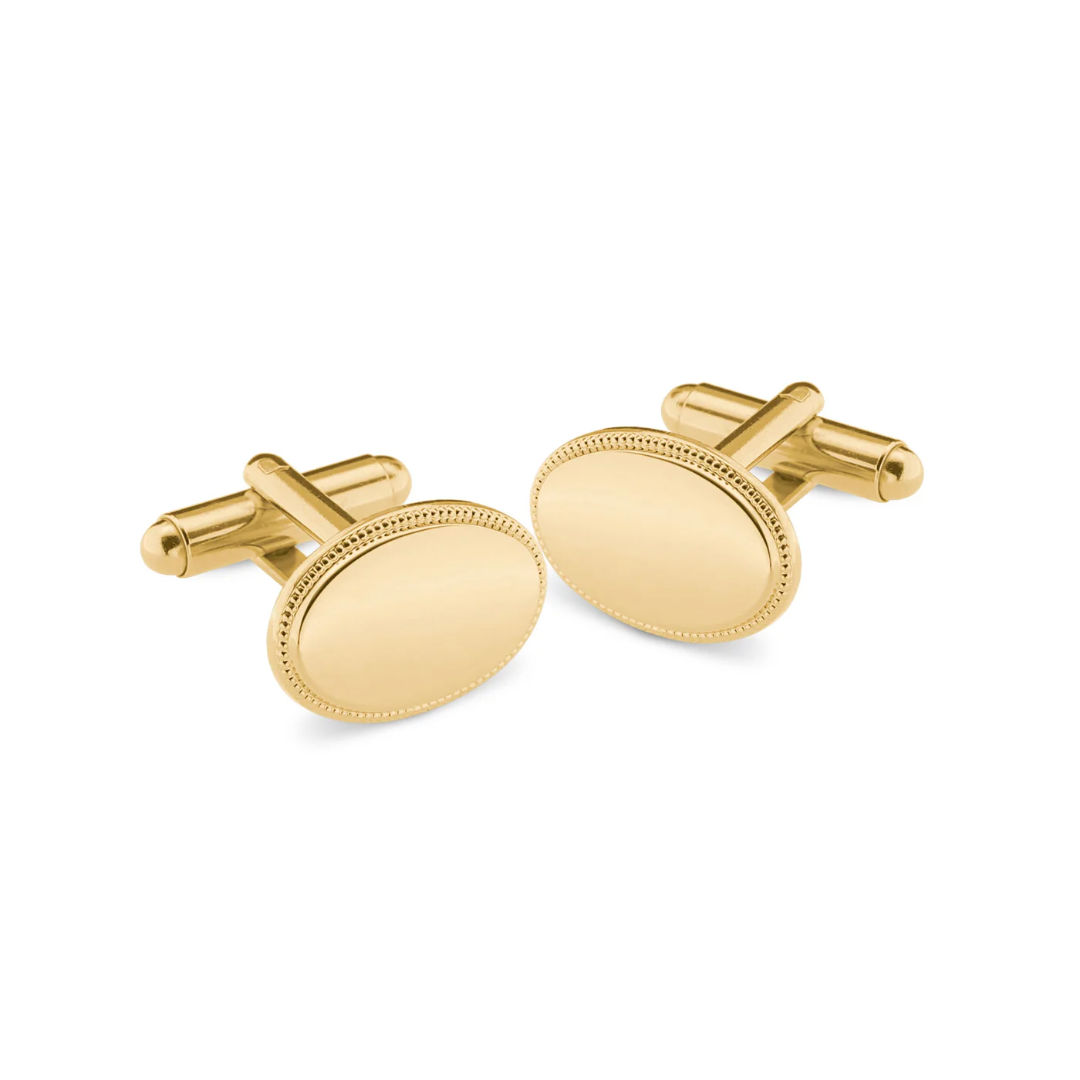 Oval Cuff Links with Beaded Edge