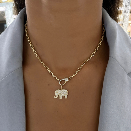 Pave Diamond Elephant Charm