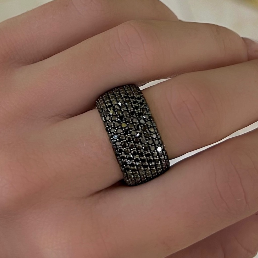 Puff Pave Black Diamond Eternity Band 6 ctw RW Fine Jewelry