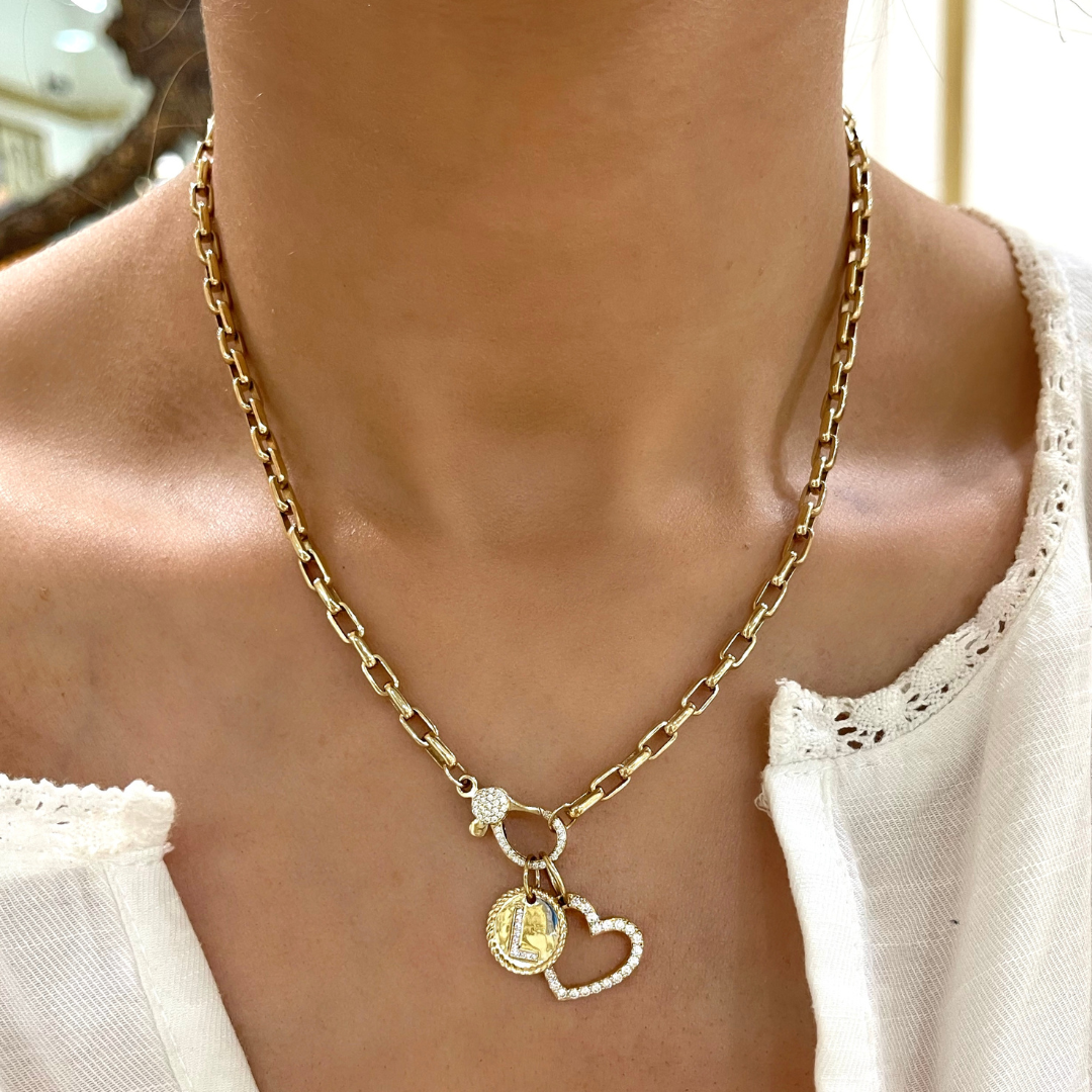 Round Rope Diamond Initial Charm
