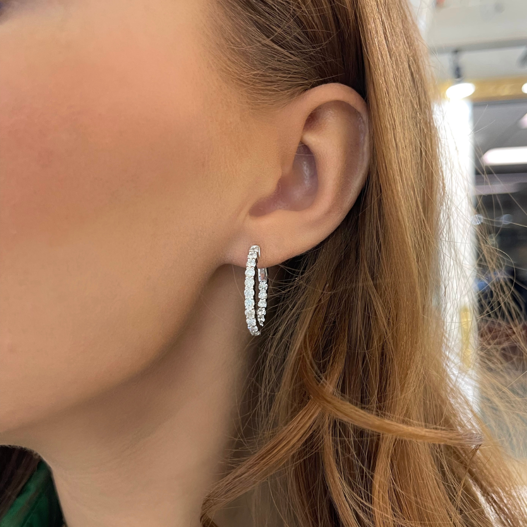 Deb Double Sided Diamond Oval Hoop Earrings 2.50 ctw