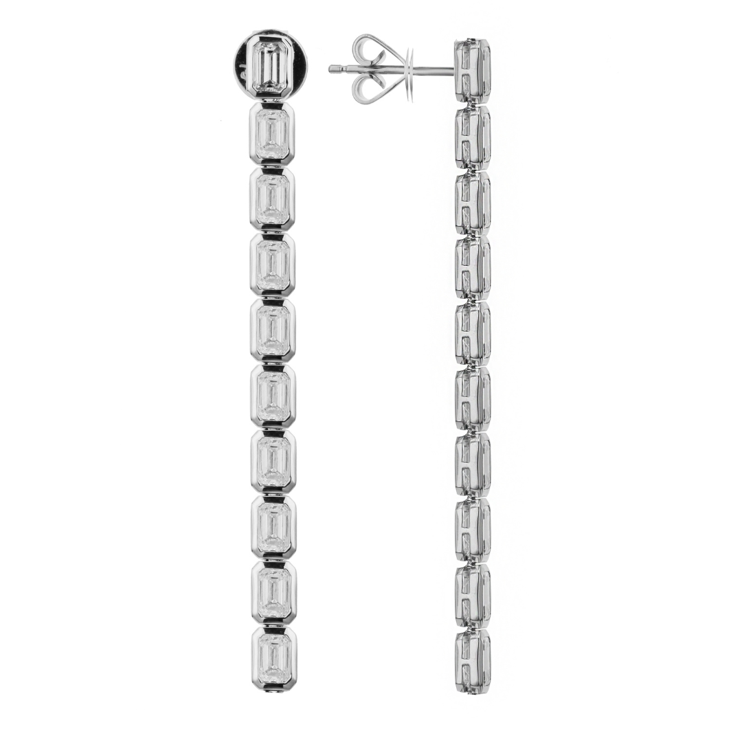 Essie Emerald Cut Bezel Earrings 4.85 ctw
