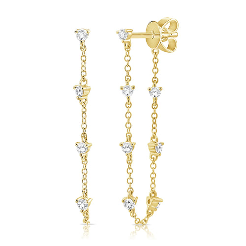 Tinx Chain Station Diamond Stud Earrings