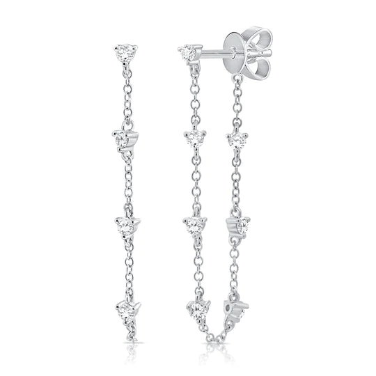 Tinx Chain Station Diamond Stud Earrings