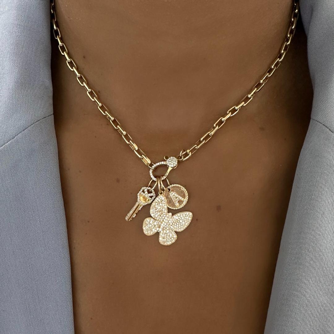 Pave Diamond Butterfly Charm