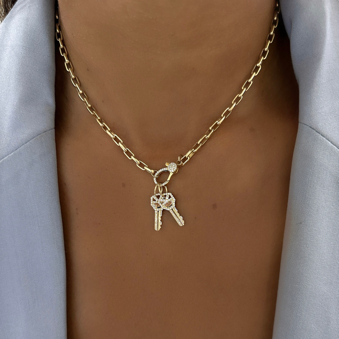 "Key to my Heart" Diamond Key Charm