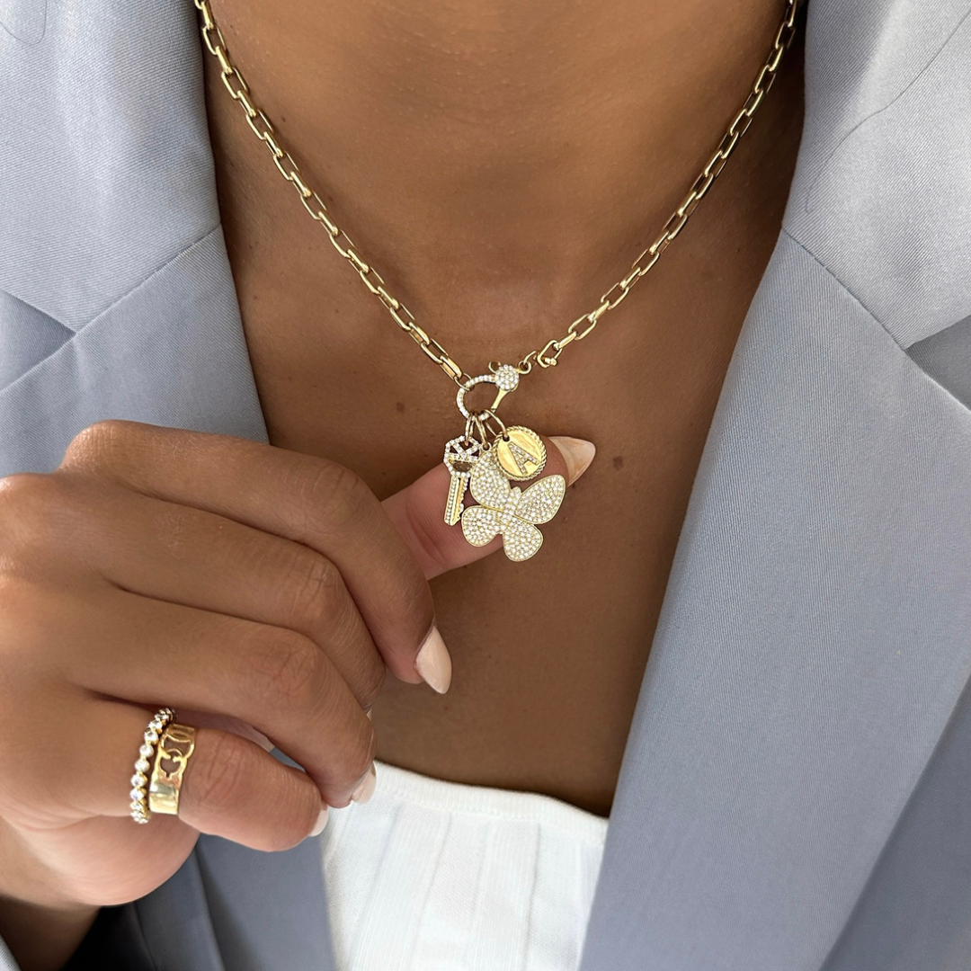 Pave Diamond Butterfly Charm