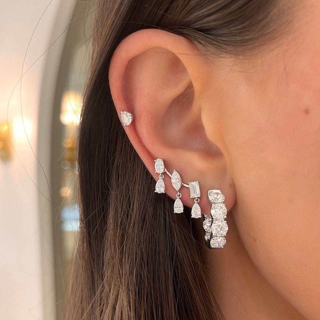Rochelle Multi-Shape Diamond Dangle Ear Climbers
