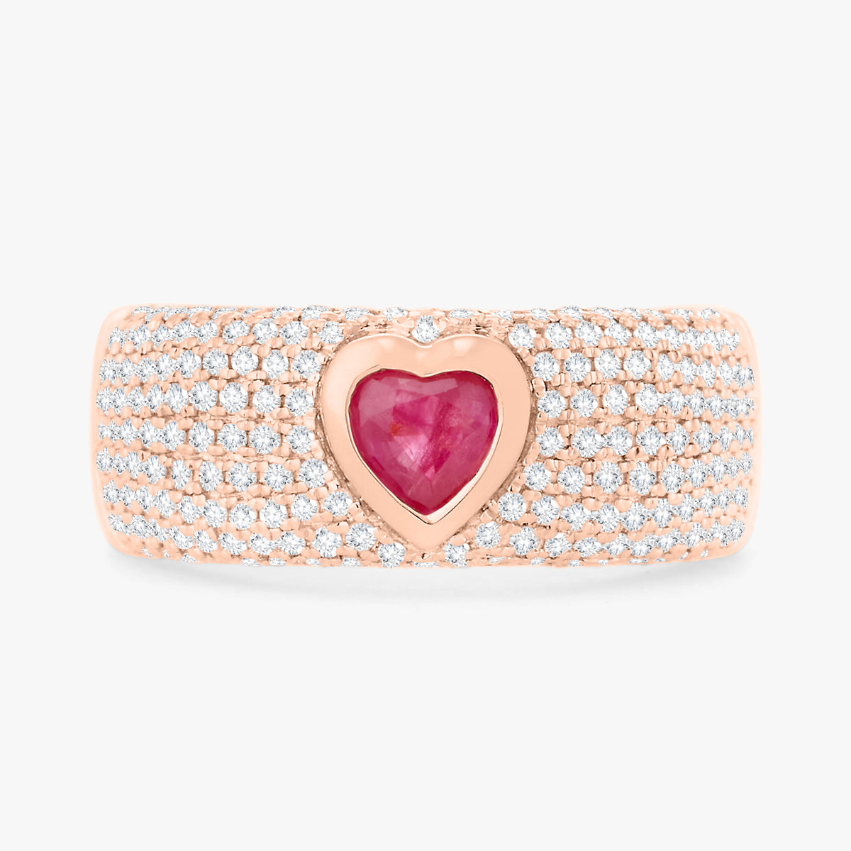 Sailor Ruby Heart & Pave Diamond Cigar Band