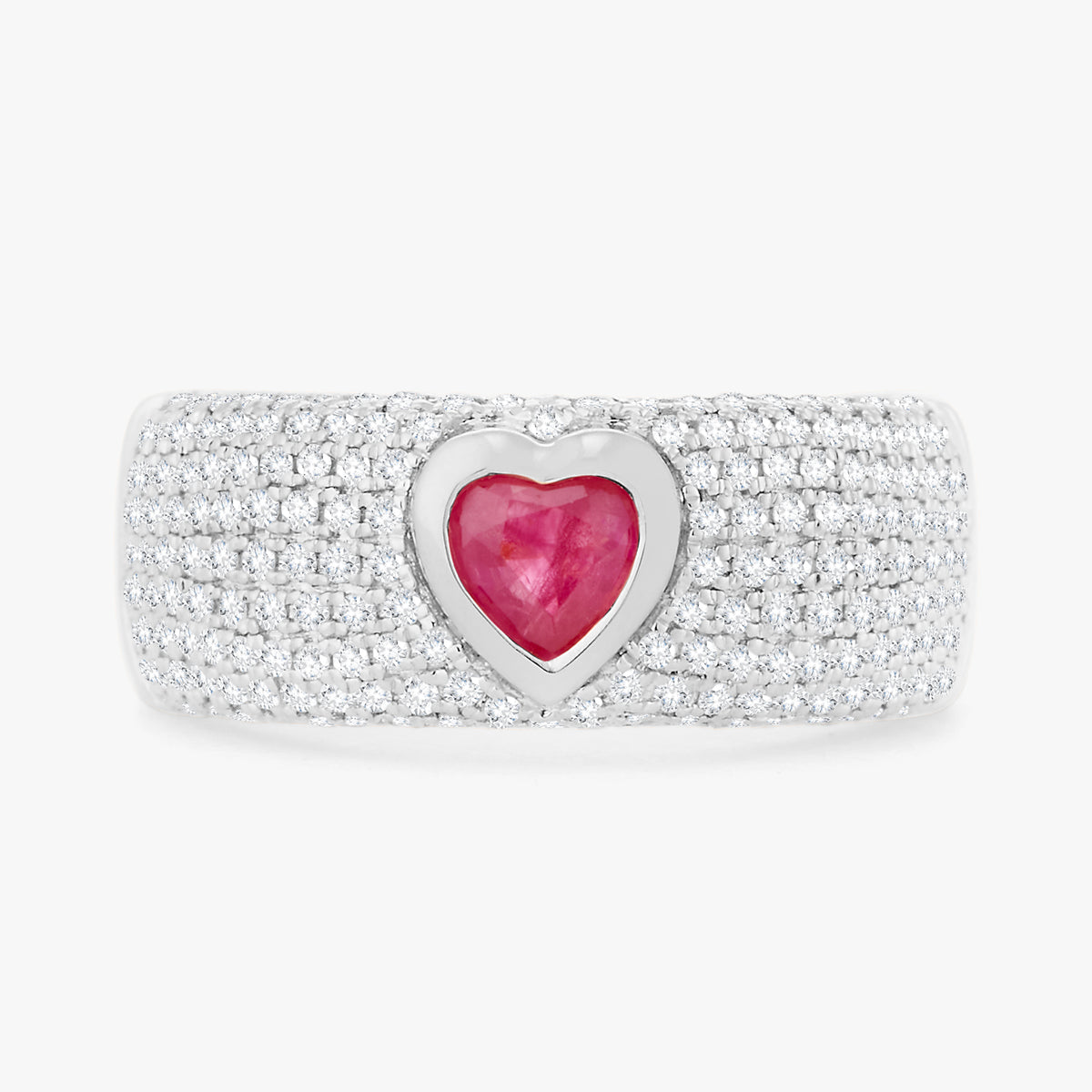 Sailor Ruby Heart & Pave Diamond Cigar Band