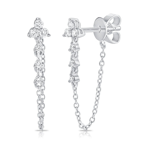 Trilogy Chain Diamond Stud Earrings