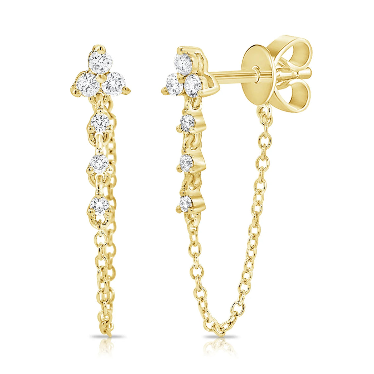 Trilogy Chain Diamond Stud Earrings